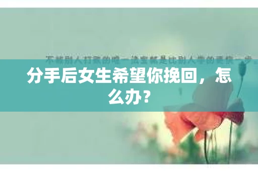 分手后女生希望你挽回，怎么办？