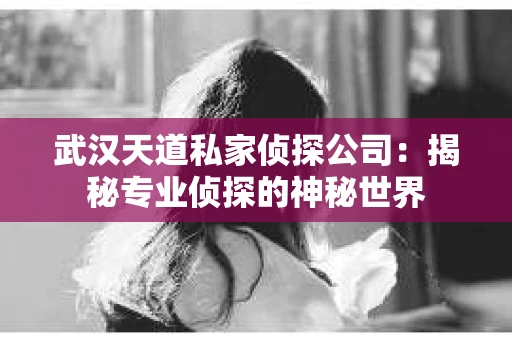 武汉天道私家侦探公司：揭秘专业侦探的神秘世界