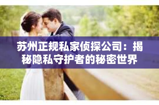 苏州正规私家侦探公司：揭秘隐私守护者的秘密世界